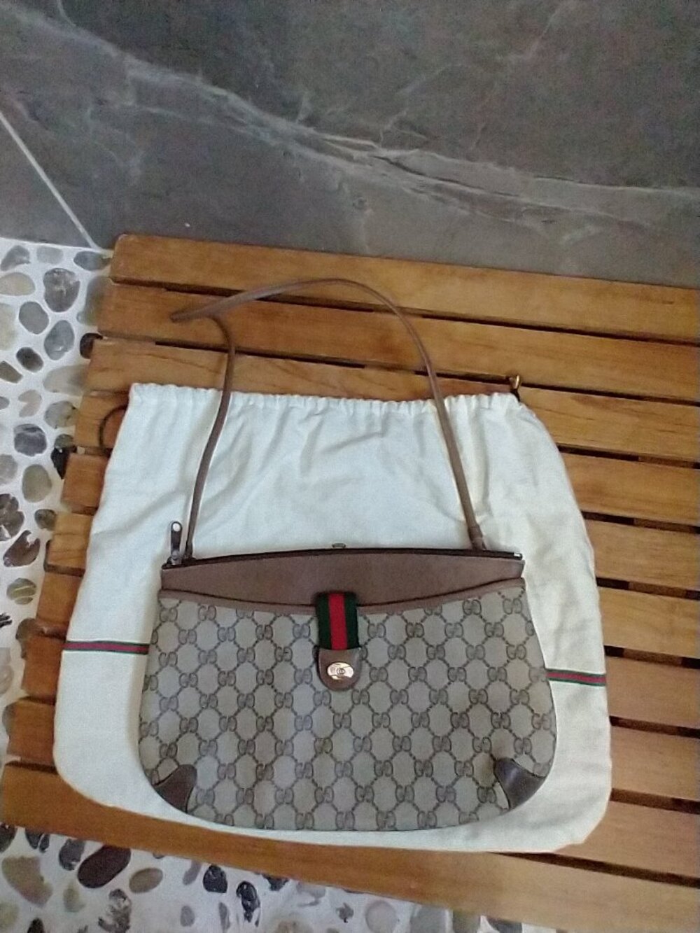 Vintage 1980s Gucci Accessory Collection GG Supreme Canvas Shoulder Bag